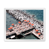 Shop Sorrento Orange Umbrellas I Photo Art Print-Amalfi Coast Italy, Blue, Coastal, Landscape, Orange, Photography, View All-framed poster wall decor artwork