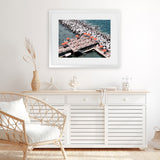 Shop Sorrento Orange Umbrellas I Photo Art Print-Amalfi Coast Italy, Blue, Coastal, Landscape, Orange, Photography, View All-framed poster wall decor artwork
