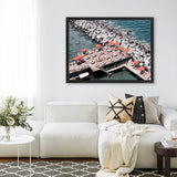 Shop Sorrento Orange Umbrellas I Photo Canvas Art Print-Amalfi Coast Italy, Blue, Coastal, Landscape, Orange, Photography, Photography Canvas Prints, View All-framed wall decor artwork