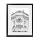 Shop Paris Building B&W I Art Print-Black, Grey, Hamptons, Portrait, Rectangle, View All, White-framed painted poster wall decor artwork