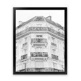 Shop Paris Building B&W I Art Print-Black, Grey, Hamptons, Portrait, Rectangle, View All, White-framed painted poster wall decor artwork