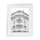 Shop Paris Building B&W I Art Print-Black, Grey, Hamptons, Portrait, Rectangle, View All, White-framed painted poster wall decor artwork