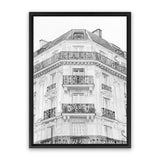 Shop Paris Building B&W I Canvas Art Print-Black, Grey, Hamptons, Portrait, Rectangle, View All, White-framed wall decor artwork