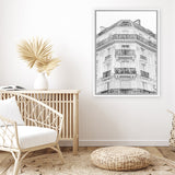 Shop Paris Building B&W I Canvas Art Print-Black, Grey, Hamptons, Portrait, Rectangle, View All, White-framed wall decor artwork