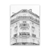 Shop Paris Building B&W I Canvas Art Print-Black, Grey, Hamptons, Portrait, Rectangle, View All, White-framed wall decor artwork