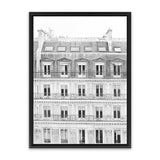 Shop Paris Building B&W II Canvas Art Print-Black, Hamptons, Photography, Photography Canvas Prints, Portrait, View All, White-framed wall decor artwork