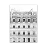 Shop Paris Building B&W II Canvas Art Print-Black, Hamptons, Photography, Photography Canvas Prints, Portrait, View All, White-framed wall decor artwork