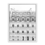 Shop Paris Building B&W II Canvas Art Print-Black, Hamptons, Photography, Photography Canvas Prints, Portrait, View All, White-framed wall decor artwork