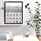 Shop Paris Building B&W II Art Print-Black, Hamptons, Photography, Portrait, View All, White-framed painted poster wall decor artwork