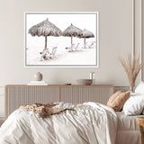 Shop Palm Umbrellas Photo Canvas Art Print-Boho, Coastal, Landscape, Neutrals, Photography Canvas Prints, Tropical, View All, White-framed wall decor artwork