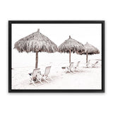 Shop Palm Umbrellas Photo Canvas Art Print-Boho, Coastal, Landscape, Neutrals, Photography Canvas Prints, Tropical, View All, White-framed wall decor artwork