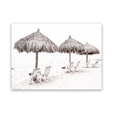 Shop Palm Umbrellas Photo Canvas Art Print-Boho, Coastal, Landscape, Neutrals, Photography Canvas Prints, Tropical, View All, White-framed wall decor artwork