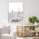 Shop Paris Rooftops Photo Canvas Print-Hamptons, Photography Canvas Prints, Portrait, View All, White-framed wall decor artwork