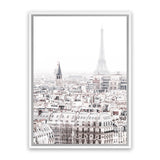 Shop Paris Rooftops Photo Canvas Print-Hamptons, Photography Canvas Prints, Portrait, View All, White-framed wall decor artwork
