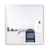 Shop Santorini II (Square) Photo Art Print-Blue, Greece, Photography, Square, View All, White-framed poster wall decor artwork