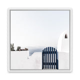 Shop Santorini II (Square) Photo Canvas Art Print-Blue, Greece, Photography, Photography Canvas Prints, Square, View All, White-framed wall decor artwork