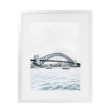 Shop Sydney Harbour Bridge Art Print-Coastal, Grey, Portrait, Rectangle, View All, White-framed painted poster wall decor artwork