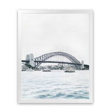 Shop Sydney Harbour Bridge Art Print-Coastal, Grey, Portrait, Rectangle, View All, White-framed painted poster wall decor artwork