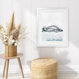 Shop Sydney Harbour Bridge Art Print-Coastal, Grey, Portrait, Rectangle, View All, White-framed painted poster wall decor artwork