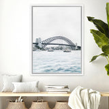 Shop Sydney Harbour Bridge Canvas Art Print-Coastal, Grey, Portrait, Rectangle, View All, White-framed wall decor artwork