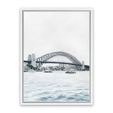 Shop Sydney Harbour Bridge Canvas Art Print-Coastal, Grey, Portrait, Rectangle, View All, White-framed wall decor artwork