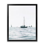 Shop Sailboats Art Print-Blue, Coastal, Hamptons, Portrait, Rectangle, View All, White-framed painted poster wall decor artwork