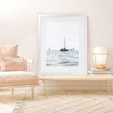 Shop Sailboats Art Print-Blue, Coastal, Hamptons, Portrait, Rectangle, View All, White-framed painted poster wall decor artwork