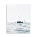 Shop Sailboats Art Print-Blue, Coastal, Hamptons, Portrait, Rectangle, View All, White-framed painted poster wall decor artwork