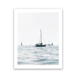 Shop Sailboats Art Print-Blue, Coastal, Hamptons, Portrait, Rectangle, View All, White-framed painted poster wall decor artwork