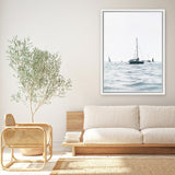 Shop Sailboats Canvas Art Print-Blue, Coastal, Hamptons, Portrait, Rectangle, View All, White-framed wall decor artwork