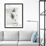 Shop Casa Di Palme II Canvas Art Print-Botanicals, Coastal, Green, Portrait, Tropical, View All, White-framed wall decor artwork