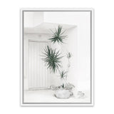 Shop Casa Di Palme II Canvas Art Print-Botanicals, Coastal, Green, Portrait, Tropical, View All, White-framed wall decor artwork