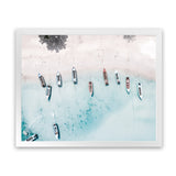 Shop Boats From Above Photo Art Print-Blue, Coastal, Horizontal, Landscape, Photography, Rectangle, View All-framed poster wall decor artwork