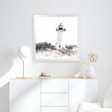 Shop Cape Cod Lighthouse II (Square) Photo Art Print-Black, Coastal, Hamptons, Photography, Square, View All, White-framed poster wall decor artwork
