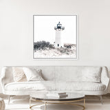Shop Cape Cod Lighthouse II (Square) Photo Canvas Print-Black, Coastal, Hamptons, Photography Canvas Prints, Square, View All, White-framed wall decor artwork