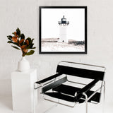 Shop Cape Cod Lighthouse I (Square) Photo Art Print-Coastal, Hamptons, Neutrals, Photography, Square, View All, White-framed poster wall decor artwork