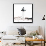 Shop Cape Cod Lighthouse I (Square) Photo Canvas Art Print-Coastal, Hamptons, Neutrals, Photography, Photography Canvas Prints, Square, View All, White-framed wall decor artwork