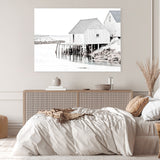 Shop Old Fishing Shack Photo Canvas Art Print-Black, Boho, Coastal, Grey, Hamptons, Landscape, Photography, Photography Canvas Prints, Scandinavian, View All, White-framed wall decor artwork