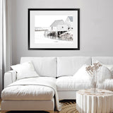 Shop Old Fishing Shack Photo Art Print-Black, Boho, Coastal, Grey, Hamptons, Landscape, Photography, Scandinavian, View All, White-framed poster wall decor artwork