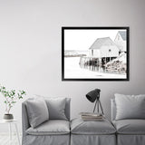 Shop Old Fishing Shack Photo Art Print-Black, Boho, Coastal, Grey, Hamptons, Landscape, Photography, Scandinavian, View All, White-framed poster wall decor artwork