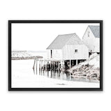 Shop Old Fishing Shack Photo Canvas Art Print-Black, Boho, Coastal, Grey, Hamptons, Landscape, Photography, Photography Canvas Prints, Scandinavian, View All, White-framed wall decor artwork