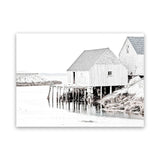 Shop Old Fishing Shack Photo Canvas Art Print-Black, Boho, Coastal, Grey, Hamptons, Landscape, Photography, Photography Canvas Prints, Scandinavian, View All, White-framed wall decor artwork