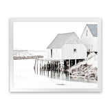 Shop Old Fishing Shack Photo Art Print-Black, Boho, Coastal, Grey, Hamptons, Landscape, Photography, Scandinavian, View All, White-framed poster wall decor artwork