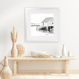 Shop Old Fishing Shack (Square) Photo Art Print-Black, Boho, Coastal, Hamptons, Photography, Square, View All, White-framed poster wall decor artwork