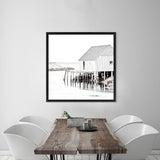 Shop Old Fishing Shack (Square) Photo Canvas Art Print-Black, Boho, Coastal, Hamptons, Photography, Photography Canvas Prints, Square, View All, White-framed wall decor artwork
