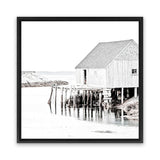 Shop Old Fishing Shack (Square) Photo Canvas Art Print-Black, Boho, Coastal, Hamptons, Photography, Photography Canvas Prints, Square, View All, White-framed wall decor artwork
