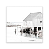 Shop Old Fishing Shack (Square) Photo Canvas Art Print-Black, Boho, Coastal, Hamptons, Photography, Photography Canvas Prints, Square, View All, White-framed wall decor artwork