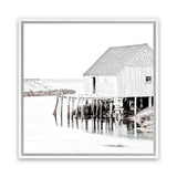 Shop Old Fishing Shack (Square) Photo Canvas Art Print-Black, Boho, Coastal, Hamptons, Photography, Photography Canvas Prints, Square, View All, White-framed wall decor artwork