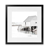 Shop Old Fishing Shack (Square) Photo Art Print-Black, Boho, Coastal, Hamptons, Photography, Square, View All, White-framed poster wall decor artwork