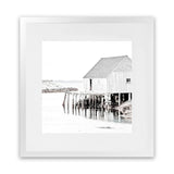 Shop Old Fishing Shack (Square) Photo Art Print-Black, Boho, Coastal, Hamptons, Photography, Square, View All, White-framed poster wall decor artwork